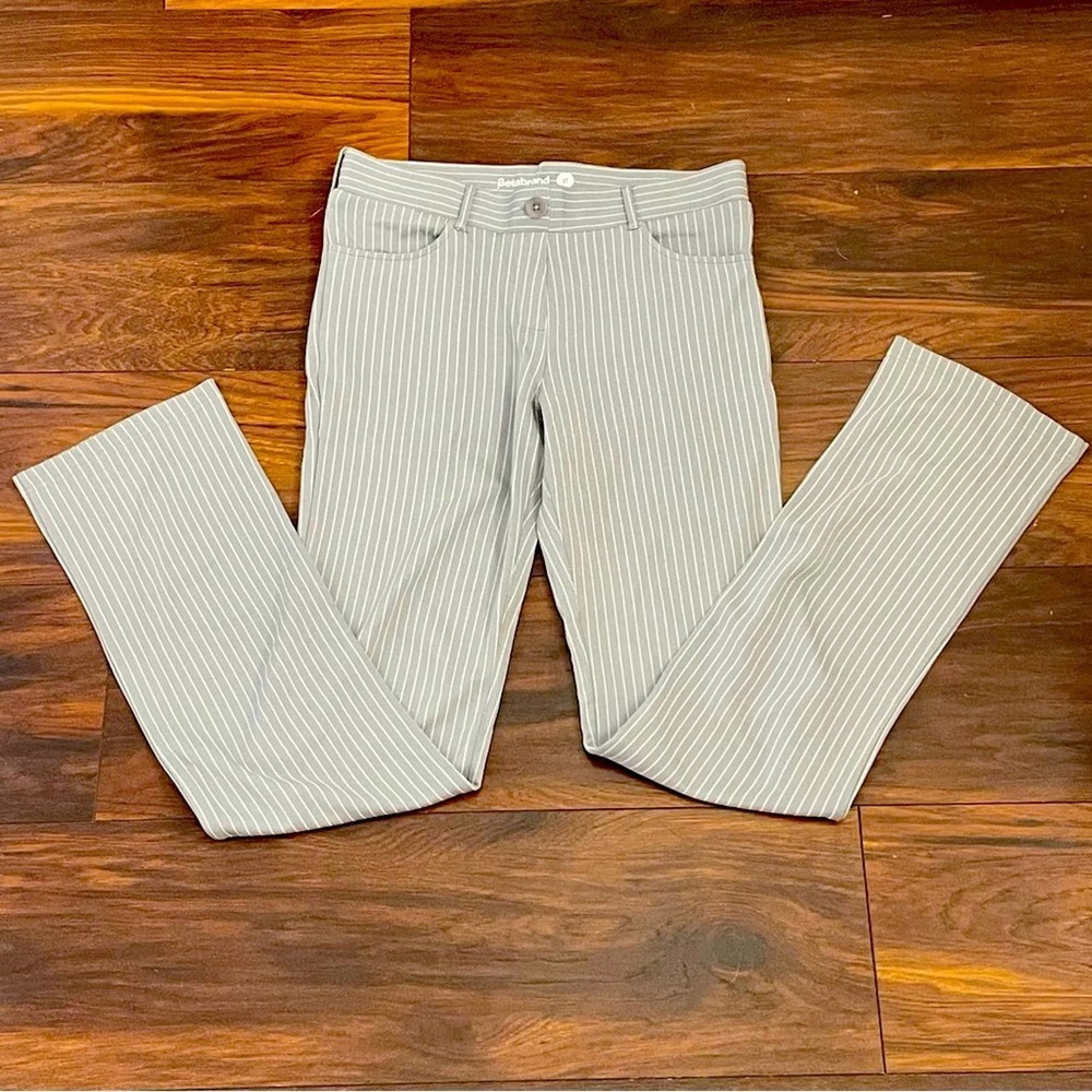 Betabrand Gray Pinstripe Stretch Pants